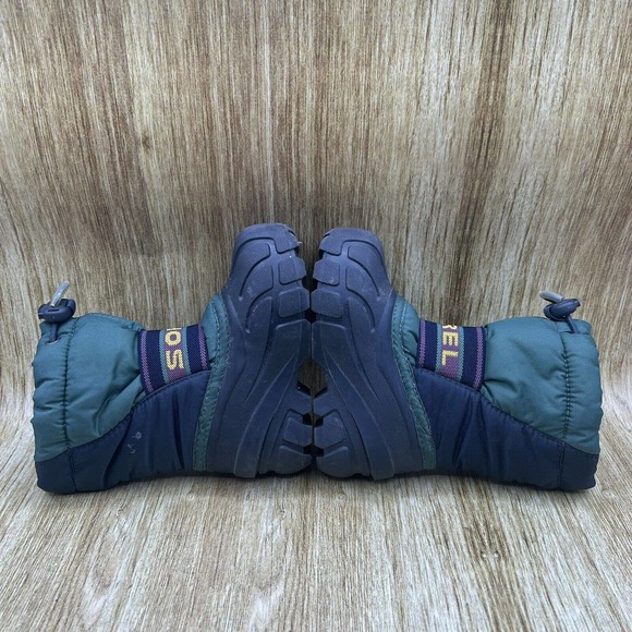 Sorel Snow Club Winter Snow Boot Green Nylon Rubber Waterproof Boys Youth Size 7 - Picture 7 of 9